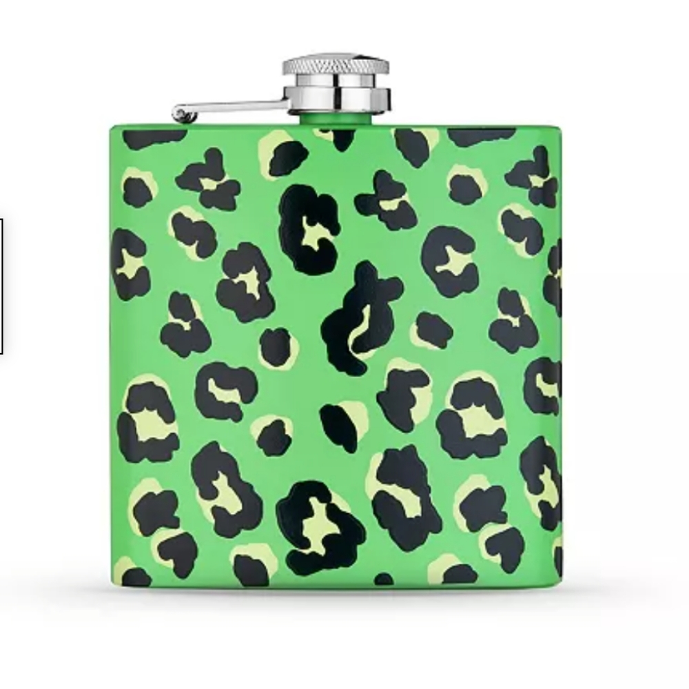 Blush Green Animal Print Flask